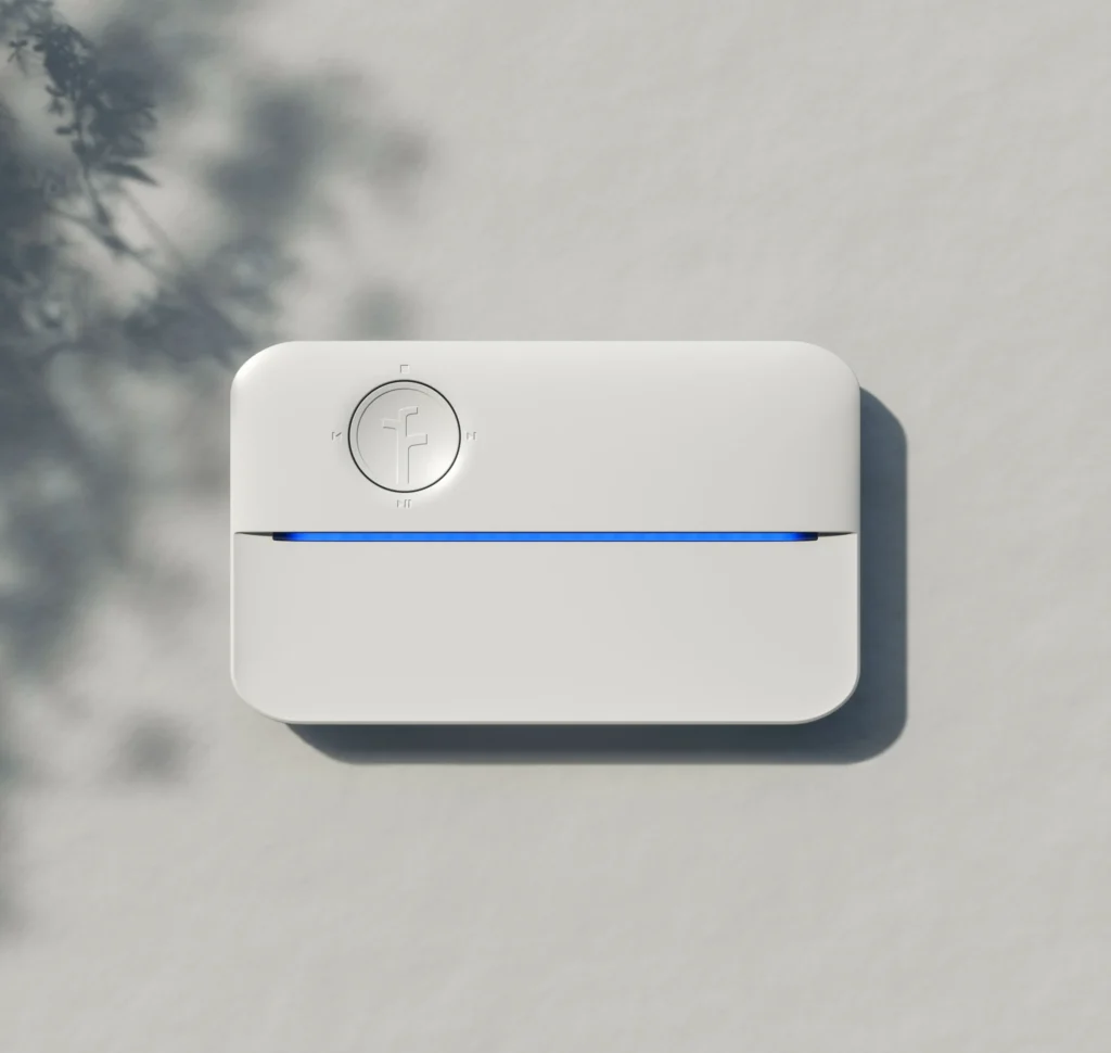 Picture of a Rachio 3 Smart Sprinkler Controller mounted on an outdoor wall